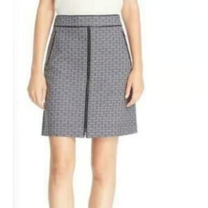 Tory Burch Chaumont A Line Jacquard Mini Skirt Gray Lined Womens Size 8